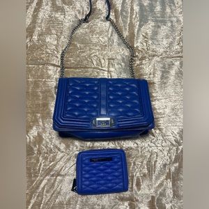 Rebecca Minkoff Bright Blue Quilted Purse and Wallet